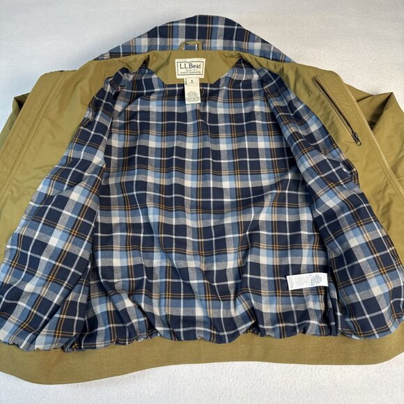 LL Bean Men's Warm-Up Jacket Flannel-Lined Nylon Full Zip Med 500395 Brown - Picture 6 of 10